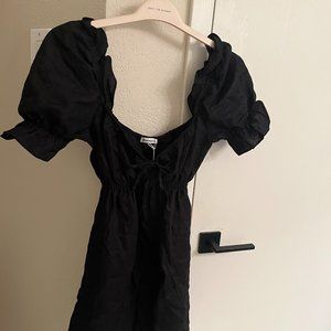 Reformation Channa Linen Dress in Black